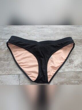 Fabletics Black Bikini Bottoms with Blush Lining